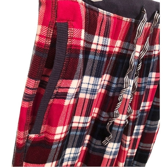 NWOT COZYNautical Long Sleeve Fleece Sleep Pajamas Set Red Blue Plaid Size Small - Picture 3 of 8